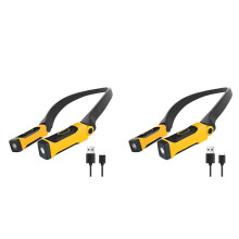 2X Wiederaufladbare USB-Leselampe, Hals-Buchlicht, 2 Helligkeitsstufen, Biegsame Arme zum Lesen, Camping, Reparieren