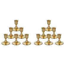 12PCS Brass Gold Taper Candle Holders, Vintage Metal Candlestick Holders for Dinner Room Table Centerpiece or Mantel