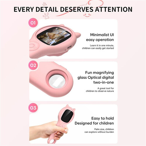 2X Microscope for Kids - Portable Handheld Magnifying Glass Digital Microscope for Kids Educational Science Toys