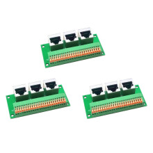 3X RJ45 Female Breakout Board,Solderless RJ45 to 8Pin Quick Spring Terminal,Three Ways RJ45 Female Connector