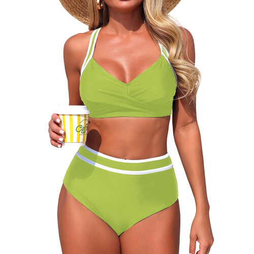 Women's High Waisted Bikini Sets Two Piece Swimsuits-Green M