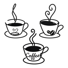 Schwarze Kaffeetassen-Wandkunst aus Metall,