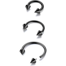 G23 Titan-Septumringe in Hufeisenform – Zirkulare Barbell-Spikes für Nase, Conch, Helix, Rook, Lippe und Knorpel; Gold/Silber/Schwarz