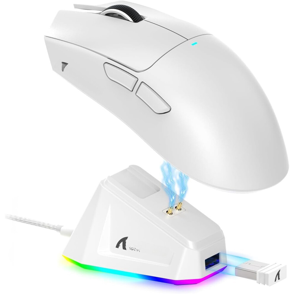 X11 Lightweight Gaming With Dock,Tri-Mode-2.4G/-C Wired/Bt,22K Dpi,Paw3311 Optical Sensor,Huyu, 5 Programmable Buttons For Pc/(White) White 9365509662984