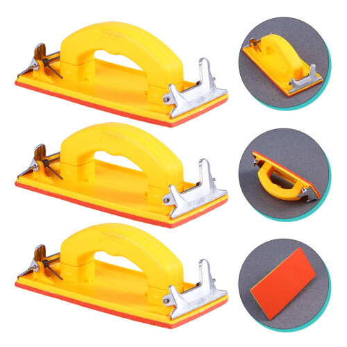 HEMOTON Sanding Block Holder Automotive Yellow 3 Pcs