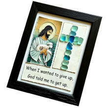 Jesus-Kruzifix-Seeglas-Wandkunst mit Rahmen, handgefertigte-D
