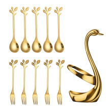 1 Set Modern Cygnet Design Stainless Steel Dessert Spoon-Yellow