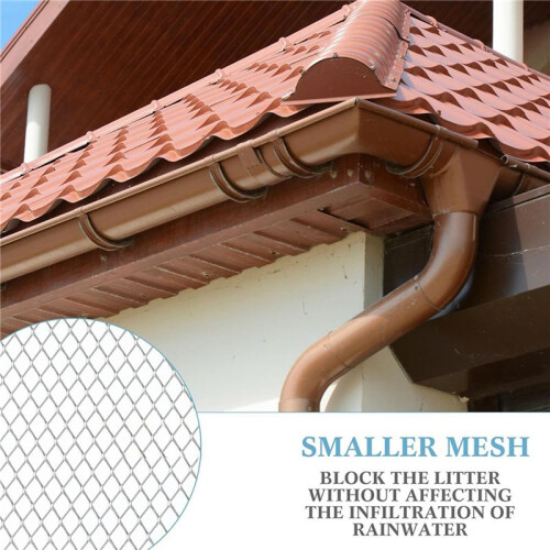 2X Gutter Guard Mesh Filter Gutter Cover DIY Gutter Screen Protection Netting Roll with 20 Fixed Cable Tie for Leaves 1