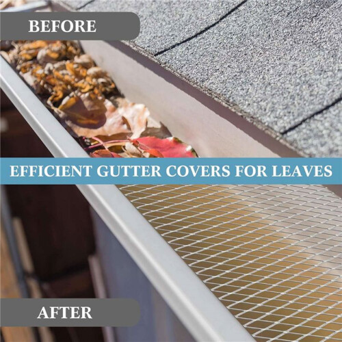 2X Gutter Guard Mesh Filter Gutter Cover DIY Gutter Screen Protection Netting Roll with 20 Fixed Cable Tie for Leaves