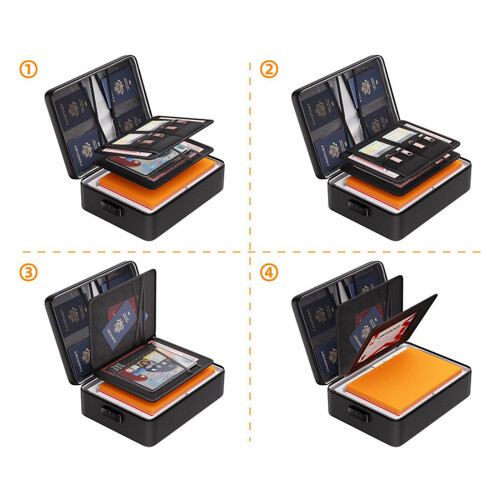 36x27x10cm Waterproof Fireproof File Box Perfect For-Black 2