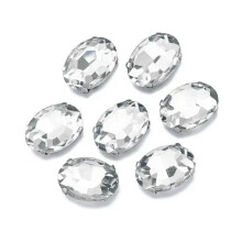 10pcs Sew On Oval Crystal Glass Flat Gold Back Claw Cup Rhinestones Beads-13x18mm-Clear