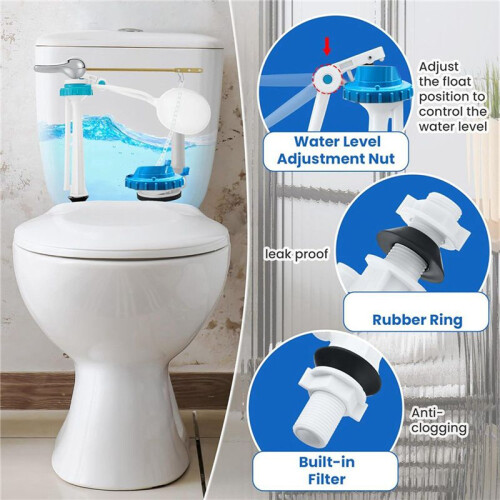 2X Kit de Substituição de Tanque de Vaso Sanitário, Kit de Substituição de Válvula Flutuante de Vaso Sanitário de 2 Polegadas 1