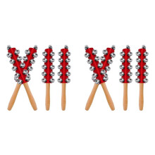 8 Pezzi Campane di Natale con Manico In Legno Jingle Bells Strumento Musicale A Mano Strumento Musicale A Percussione