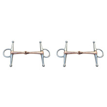 2X Fibbia per Morso per Cavallo con Flessibile A D In Acciaio Inossidabile con Doppia Articolazione, Bocca In Rame, 135 mm