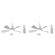 2X Socket Fan Light Small Ceiling Fan with Light and Remote, Screw in Ceiling Fan Light for E27 Base