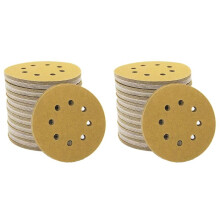 200 Stuks 5 Inch Gele Schuurschijven 8 Gaten P120 Klittenband Aluminiumoxide Schuurpapier voor Het Polijsten van Excentrische Schuurmachines