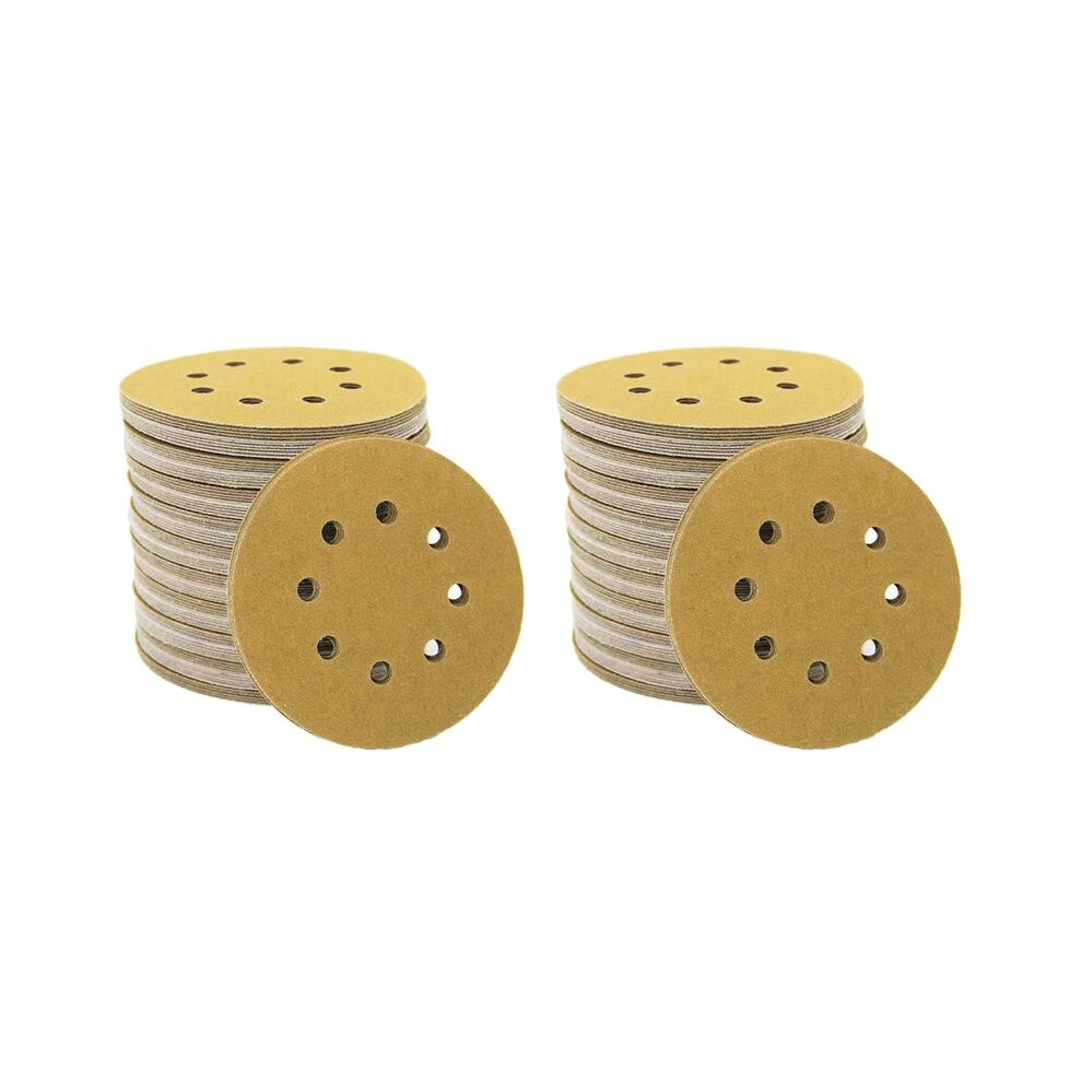 200Pcs 5Inch Yellow Sanding Discs 8Hole P120 Hook And Loop Aluminum Oxide Sandpapers For Polishing Random Orbital Sander 6032982478380
