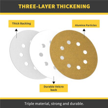 200pcs 5Inch Yellow Sanding Discs 8Hole P120 Hook and Loop Aluminum Oxide Sandpapers for Polishing Random Orbital Sander