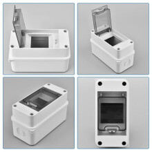 Caixa de Proteção de Distribuição de 3 Vias, Tampa Transparente À Prova D'Água 3 DIN Rail Caixa de Junção de Distribuição Externa 4 Peças
