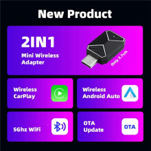 2X Draadloze CarPlay-Adapter Android Auto 2 in 1 AI Box-Adapter Auto'S WiFi-Spraakassistent voor Bekabelde CarPlay Android