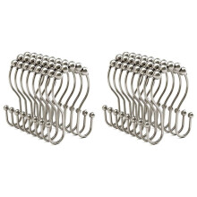 24 Stück Duschvorhanghaken, Duschvorhangringe Rostfrei Balanced Glide Double Duschvorhanghaken Silber
