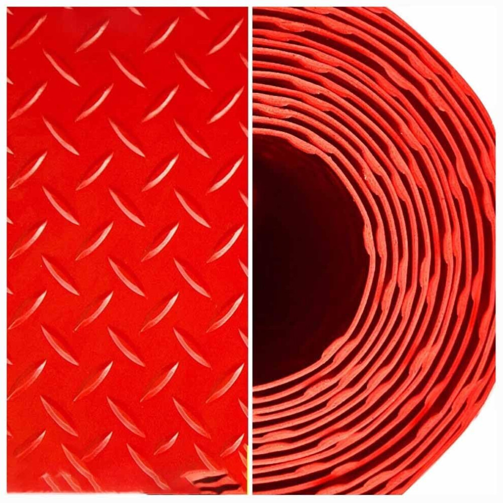 Garage Floor Mat With Nonslip Herringbone Texture, Heavy Duty Pvc Backing, 0.9X4m Red 9092120894189