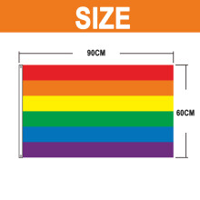 Bandeira de poliéster com cores vibrantes do arco-íris, orgulho LGBTQ+, embalagem transparente inclusa.