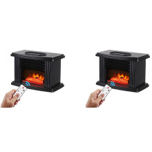2X 1000W Electric Fireplace Heater with Remote Control Fireplace Electric Flame Decoration Portable Space Heater US Plug