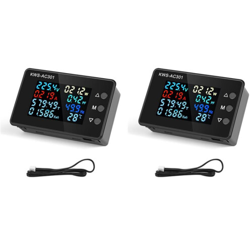 2X Digital Display Current Voltmeter 50-300V AC Wattmeter Multifunction Electric Meter Power Detector AC 20A