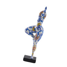 Sculpture de danseuse artistique en résine,-bleu et blanc