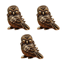 Metall-Eulen-Figuren, Vogel-Statuen, Fengshui, viel Glück,-3Stk