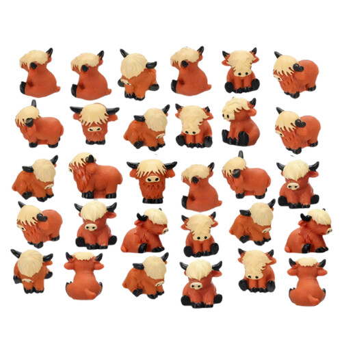 30Pcs Mini Highlands Cow Figurines Tiny Highlands Cow Miniature