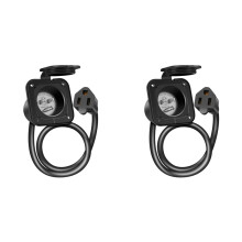 2X 15 Amp 125V AC Power Inlet Port Plug with Integrated 18 Inch Extension Cord, NEMA 5-15 RV Flanged Inlet US Plug