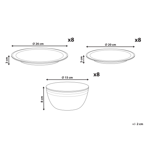 Beliani Set of 24 Dinnerware CHIVES Stoneware Light Grey 2