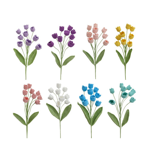 Bouquets de muguet uniques faits à la main, 55cm de-Violet clair 1