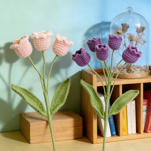 Bouquets de muguet uniques faits à la main, 55cm de haut,-Blanc 2