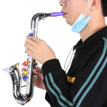 Kids Saxophone Toy with Color Coded Keys, Authentic Sound, Durable Plastic Mini Instrument Gold Silver