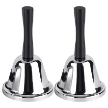 Laute Hand Glocke, 2 Pack Silber Stahl Hand Glocken Abendessen Glocken für Inside Klassenzimmer Glocke, für Essen , Alarm, Klingeln
