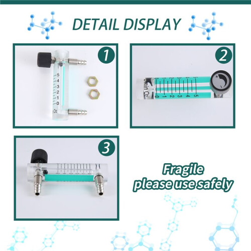 0.1-5LPM 1L Oxygen Flow Meter Flowmeter with Control Valve for Oxygen Air Gas 2