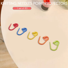60 Pieces Knitting Crochet Locking Stitch Markers Mix Color and 20 Pieces 2 Sizes Knitting Needles Point Protectors/ Stoppers