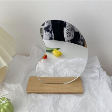 Korean Style Makeup Mirror Ins Acrylic Decorative Mirror Wooden Base Cosmetic Beauty Tools A