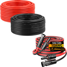 10 AWG Solar Panel Extension Cable 50FT Red and Black Tinned Copper PV Wire with MC4 Connectors for RV and OffGrid Systems