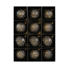 12 Stück Retro-Weihnachtskugel-Ornamente, bruchsichere-Schwarz