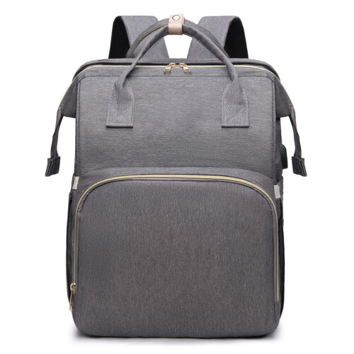 Changing Bag with Changing Mat, Multifunctional Travel Backpack, Grey