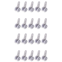 20 pieces 45x19 mm metalbearing pulley wheels with 2 plastic rollers for cabinet doors.