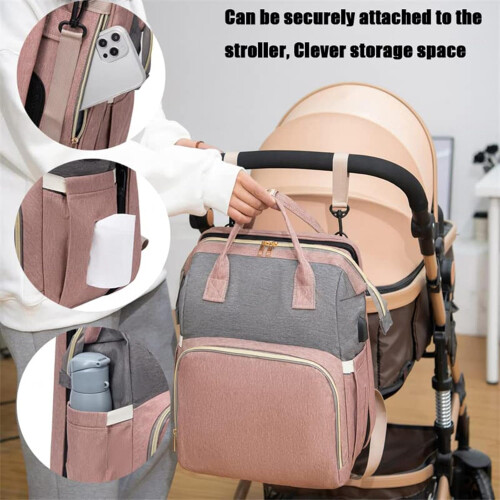Changing Bag with Changing Mat, Multifunctional Travel Backpack, Grey 2