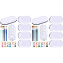 2er-Set Schmucktablett Aus Keramik zum Bemalen, Fertig zum Bemalen Ihres Eigenen Keramikschalenhalter-Sets, Basteln mit Pinselpalette für Erwachsene
