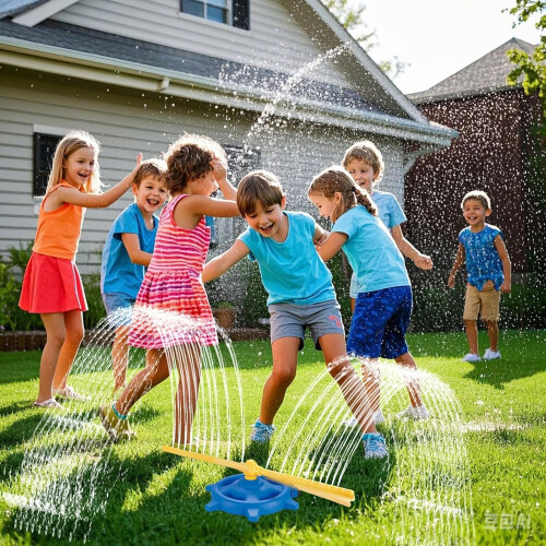 Children's water sprinkler, interactive backyard play, 360 rotatable, portable summer fun 1