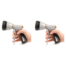 2X Garden Hose Nozzle Sprayer Heavy Duty, Metal Water Hose Nozzle with 8 Spray Patterns, High Pressure Hose Spray