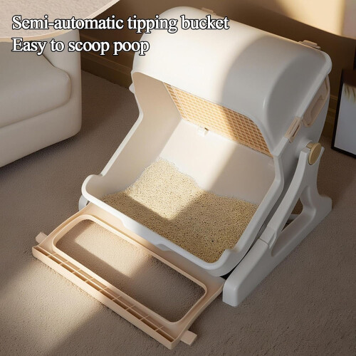 Automatic Litter Box with Open  Design, Large Odorless Self Cleaning for Multiple Cats 1